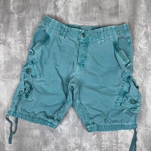Paperbacks Cargo Shorts Mens 36 Teal Blue Work Active Grunge Paratrooper Y2K